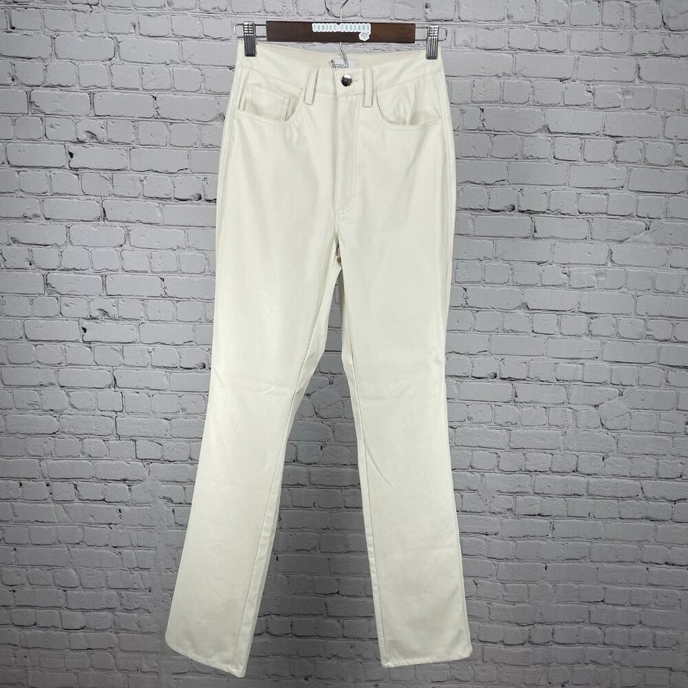 Danielle Bernstein Ivory Snake Print High Rise Straight Pants Size 25 (24x33)